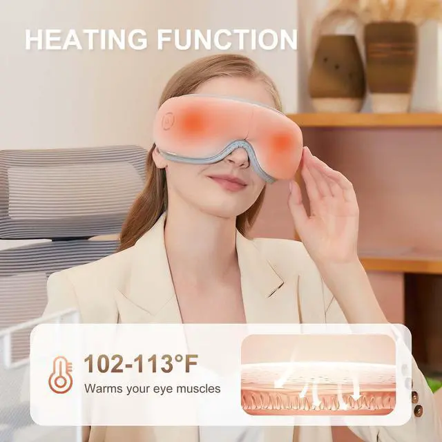 Alt view image 3 of 7 - _Mega Brand Eye Massager with Heat, Heated Eye Mask with Bluetooth Music, Massages Eye Muscles, Eye Care Gift with 5 Massage Modes and 180° Folding Design, Gifts for Friend, Mom and Dad