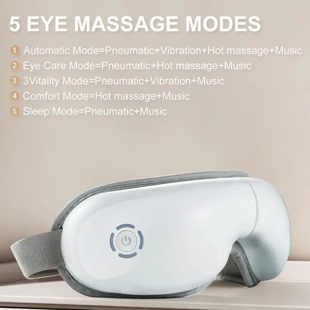 Alt view image 6 of 7 - _Mega Brand Eye Massager with Heat, Heated Eye Mask with Bluetooth Music, Massages Eye Muscles, Eye Care Gift with 5 Massage Modes and 180° Folding Design, Gifts for Friend, Mom and Dad