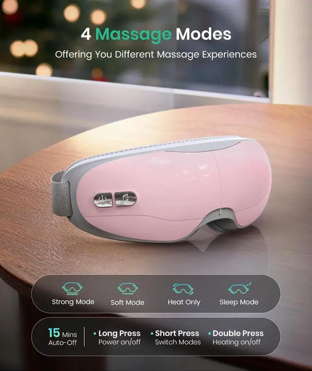 Alt view image 2 of 6 - _Mega Brand Eye Massager - Christmas Birthday Gifts for Women Men, Heated Eye Massager for Migraines, Relaxation Gifts for Women, Gifts for Mom, Reduce Eye Strain Dry Eye Migraine Relief(Pink)