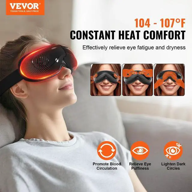 Alt view image 2 of 7 - _Mega Brand Heated Eye Massager - 5 Modes, Bluetooth Music, Foldable, Ideal Gift for Parents, Black