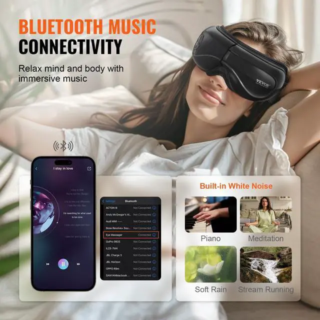 Alt view image 4 of 7 - _Mega Brand Heated Eye Massager - 5 Modes, Bluetooth Music, Foldable, Ideal Gift for Parents, Black