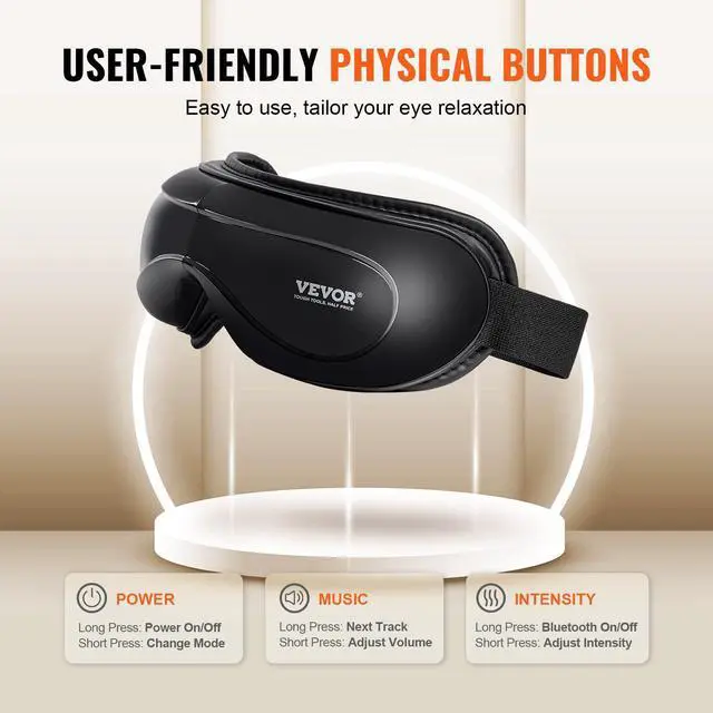 Alt view image 5 of 7 - _Mega Brand Heated Eye Massager - 5 Modes, Bluetooth Music, Foldable, Ideal Gift for Parents, Black