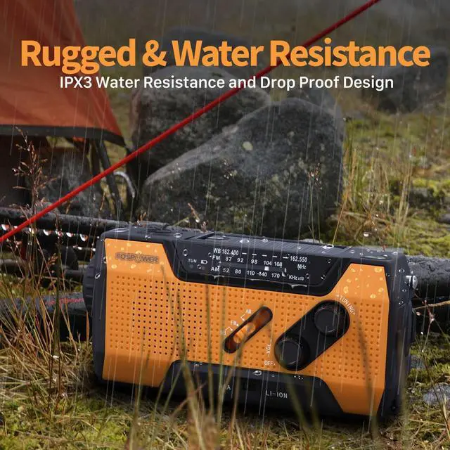 Alt view image 5 of 7 - _Mega Brand Emergency Weather Radio (Model A1) NOAA/AM/FM with 7400mWh Portable Power Bank, USB/Solar/Hand Crank Charging, Battery Operated, SOS Alarm & Flashlight for Indoor/Outdoor Emergencies