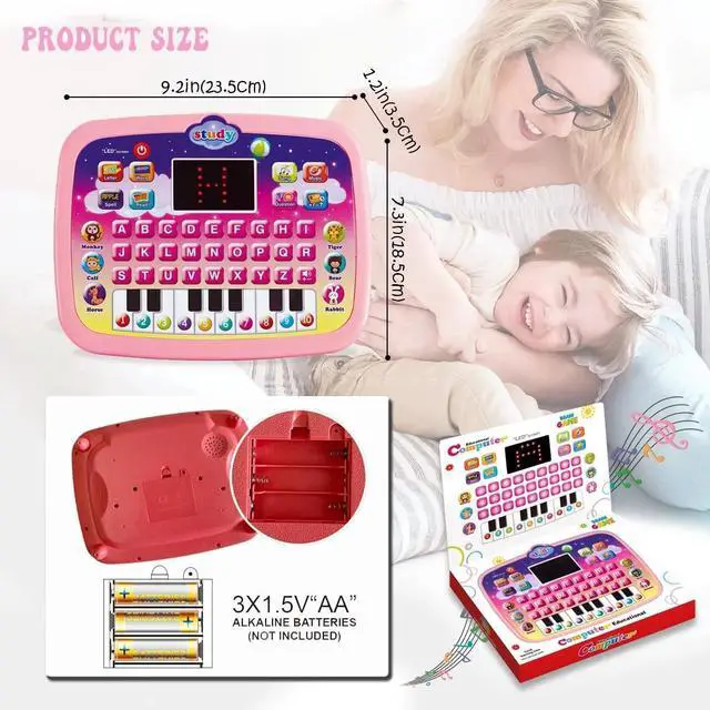 Alt view image 4 of 7 - _Mega Brand Tablet Toy Toddler Learning Pad with LED Screen Teach,Educational Learning Toys with Light and Music Electronic Toy Christmas Birthday Gift for Toddlers 1 2 3 Years Old Girls Boys