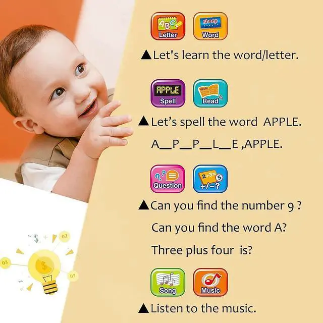 Alt view image 3 of 7 - _Mega Brand Tablet Toy Toddler Learning Pad with LED Screen Teach,Educational Learning Toys with Light and Music Electronic Toy Christmas Birthday Gift for Toddlers 1 2 3 Years Old Girls Boys