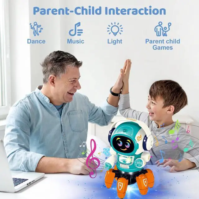 Alt view image 2 of 7 - _Mega Brand Robot Toy for Kids,Smart Electronic Walking Dancing Robot Toys with Flashing Lights and Music,Toddler Toys for Birthday Christma for 3+ Boys Girls,Orange
