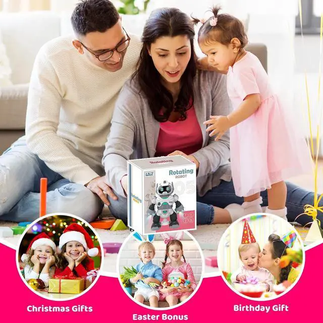 Alt view image 2 of 7 - _Mega Brand Robot Toy for Kids,Electronic Musical Walking Dancing Robot Toys with Flashing Lights&360°Rotating,Gift for Kids, Toddlers, Boys and Girls,Brown