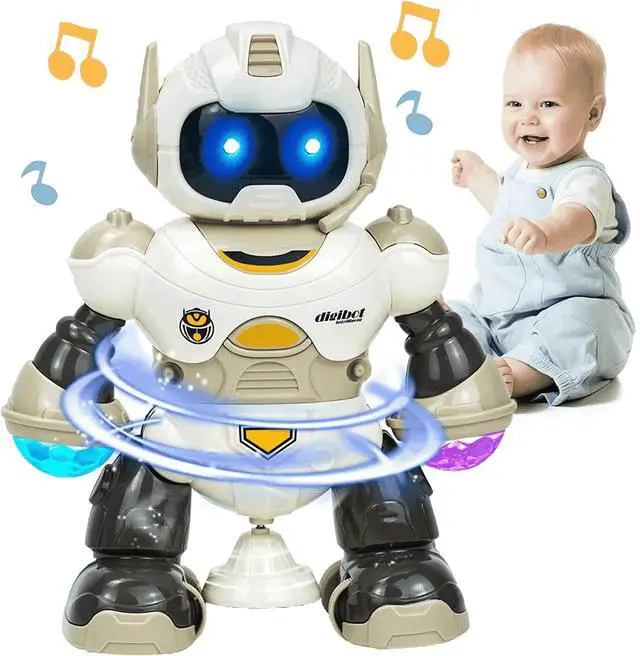 Main image of _Mega Brand Robot Toy for Kids,Electronic Musical Walking Dancing Robot Toys with Flashing Lights&360°Rotating,Gift for Kids, Toddlers, Boys and Girls,Brown