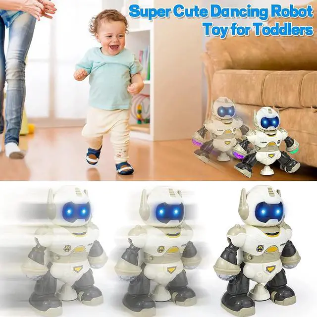 Alt view image 5 of 7 - _Mega Brand Robot Toy for Kids,Electronic Musical Walking Dancing Robot Toys with Flashing Lights&360°Rotating,Gift for Kids, Toddlers, Boys and Girls,Brown