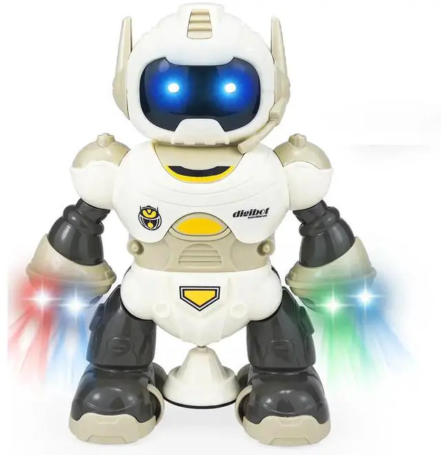 Alt view image 4 of 7 - _Mega Brand Robot Toy for Kids,Electronic Musical Walking Dancing Robot Toys with Flashing Lights&360°Rotating,Gift for Kids, Toddlers, Boys and Girls,Brown
