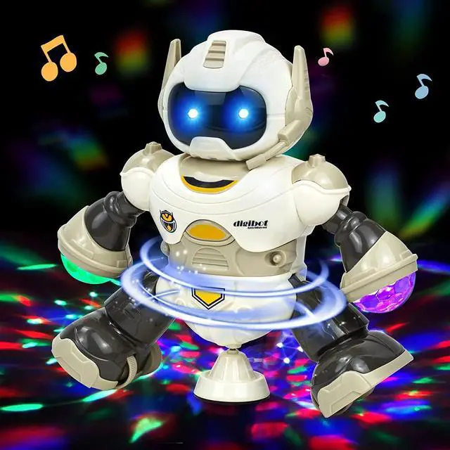 Alt view image 7 of 7 - _Mega Brand Robot Toy for Kids,Electronic Musical Walking Dancing Robot Toys with Flashing Lights&360°Rotating,Gift for Kids, Toddlers, Boys and Girls,Brown