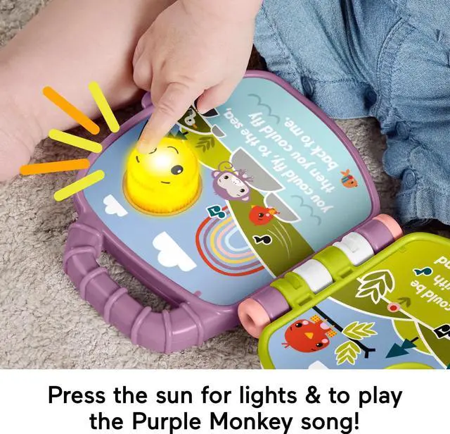 Alt view image 3 of 6 - _Mega Brand Purple Monkey Musical Storybook Electronic Learning Toy for Baby & Toddler