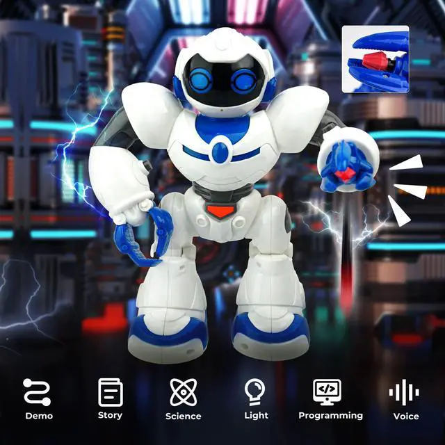 Alt view image 2 of 7 - _Mega Brand RC Robot for Kids, _Mega Brand Intelligent Programmable Robot with Infrared Controller Toys, Smart Robot for Kids 3-10, White
