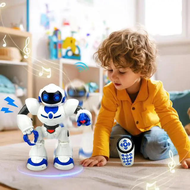 Alt view image 3 of 7 - _Mega Brand RC Robot for Kids, _Mega Brand Intelligent Programmable Robot with Infrared Controller Toys, Smart Robot for Kids 3-10, White
