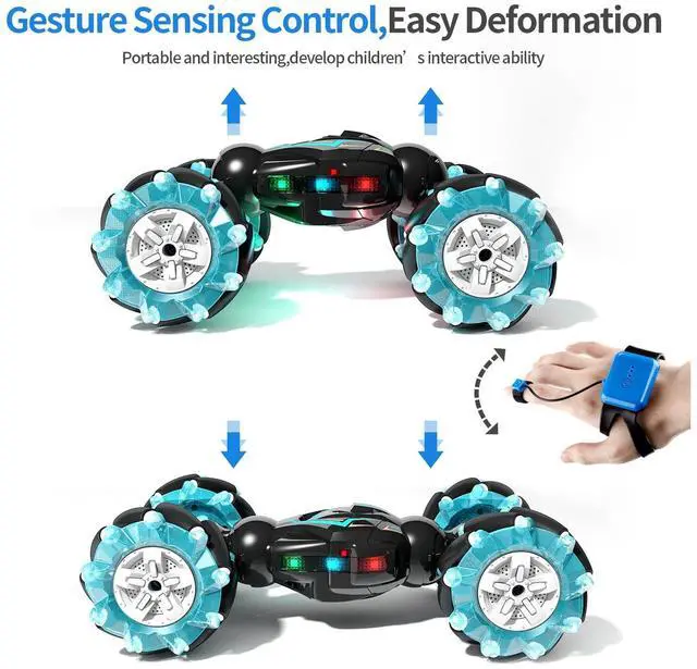 Alt view image 6 of 6 - _Mega Brand RC Stunt Car, 2.4GHz 4WD Gesture Sensing Remote Control Car with Lights Music 360° Rotating Vehicles