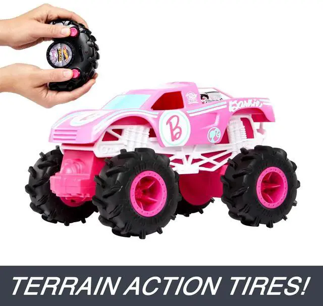 Alt view image 4 of 6 - _Mega Brand Barbie Monster Truck RC, Battery-Powered Remote-Control Toy Truck in 1:24 Scale