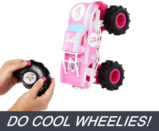 Alt view image 5 of 6 - _Mega Brand Barbie Monster Truck RC, Battery-Powered Remote-Control Toy Truck in 1:24 Scale