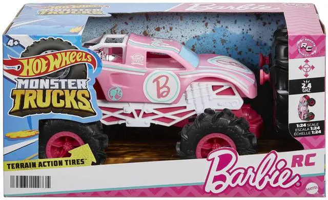 Alt view image 6 of 6 - _Mega Brand Barbie Monster Truck RC, Battery-Powered Remote-Control Toy Truck in 1:24 Scale