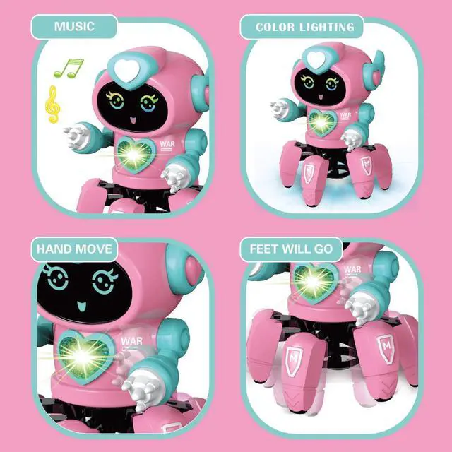 Alt view image 2 of 7 - _Mega Brand Robot Toy for Kids,Smart Electronic Walking Dancing Robot Toys with Flashing Lights and Music,Toddler Toys for Birthday Christmas Presents for 3+ Boys Girls,Pink