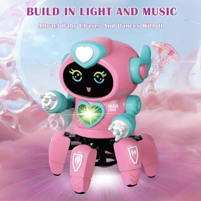 Alt view image 5 of 7 - _Mega Brand Robot Toy for Kids,Smart Electronic Walking Dancing Robot Toys with Flashing Lights and Music,Toddler Toys for Birthday Christmas Presents for 3+ Boys Girls,Pink