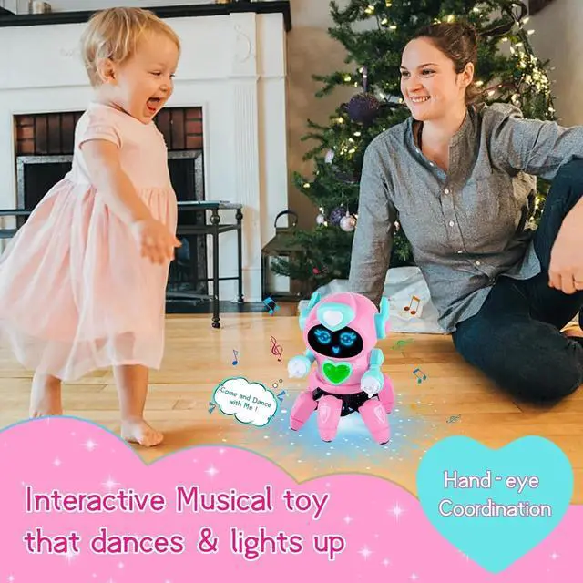 Alt view image 4 of 7 - _Mega Brand Robot Toy for Kids,Smart Electronic Walking Dancing Robot Toys with Flashing Lights and Music,Toddler Toys for Birthday Christmas Presents for 3+ Boys Girls,Pink