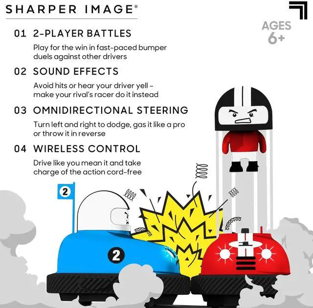 Alt view image 3 of 7 - _Mega Brand Toy RC Remote Control Ejecting Bumper Rivals with Includes Wireless Remote Control and Sound Effects, 6-pieces, Red and Blue, Age 8+