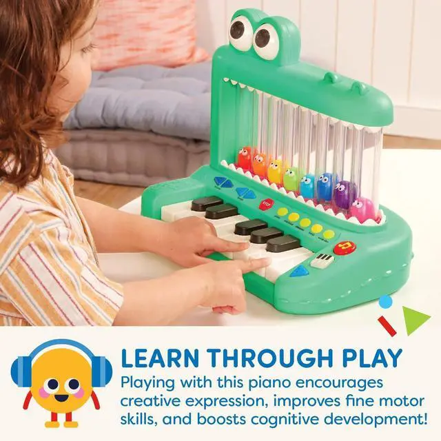 Alt view image 3 of 7 - _Mega Brand Croco Pop Piano Toy Keyboard with Songs Sounds Lights, Baby and Toddler Toys