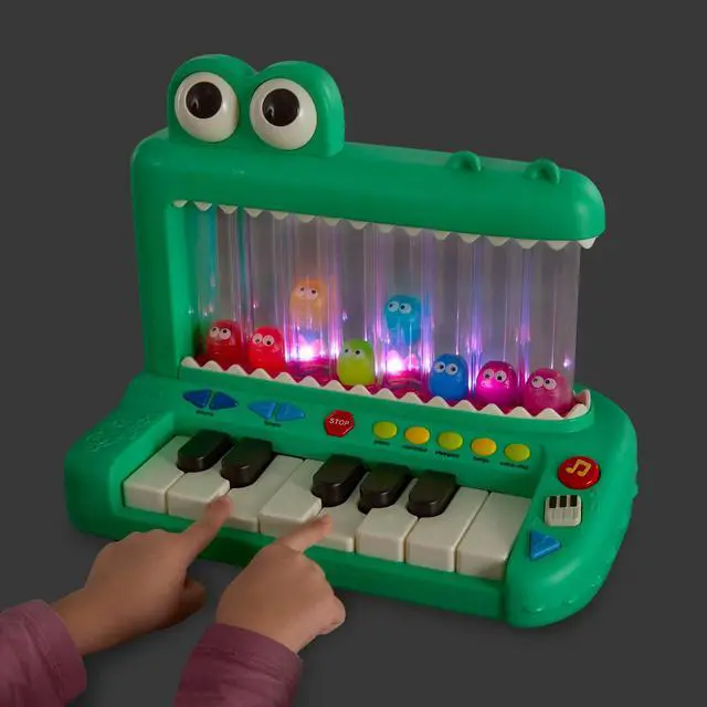 Alt view image 7 of 7 - _Mega Brand Croco Pop Piano Toy Keyboard with Songs Sounds Lights, Baby and Toddler Toys