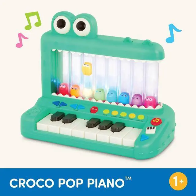 Alt view image 4 of 7 - _Mega Brand Croco Pop Piano Toy Keyboard with Songs Sounds Lights, Baby and Toddler Toys