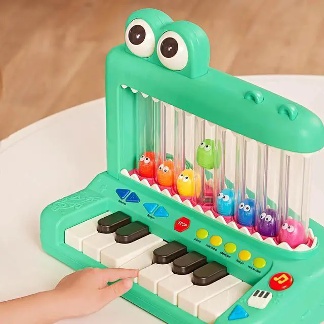 Alt view image 6 of 7 - _Mega Brand Croco Pop Piano Toy Keyboard with Songs Sounds Lights, Baby and Toddler Toys