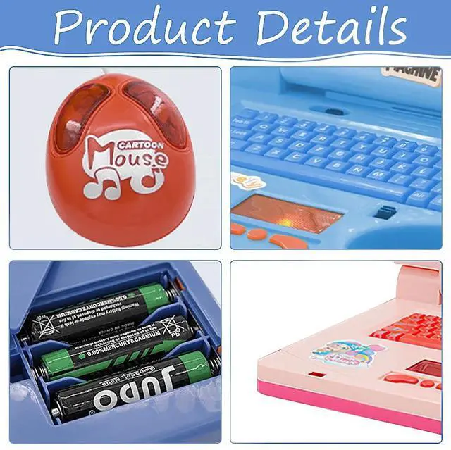 Alt view image 3 of 7 - _Mega Brand Toy Computer Laptop Tablet Baby Children Educational Learning Machine Toys Electronic Kids Study Game, Laptop for Kids Ages 3+Blue