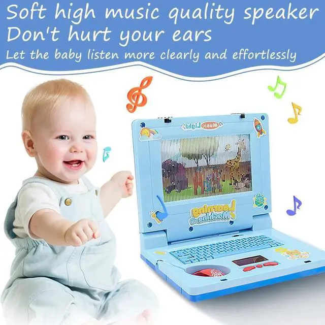 Alt view image 7 of 7 - _Mega Brand Toy Computer Laptop Tablet Baby Children Educational Learning Machine Toys Electronic Kids Study Game, Laptop for Kids Ages 3+Blue