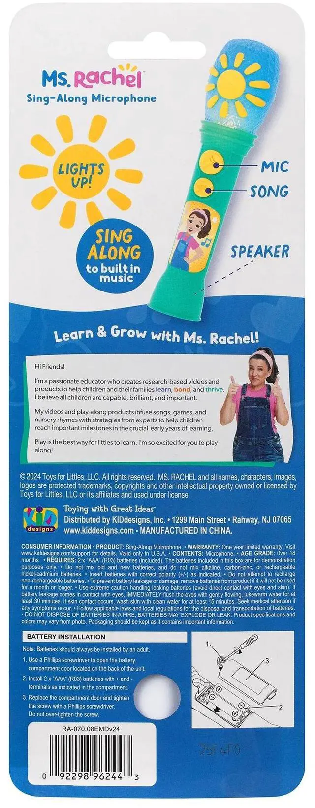 Alt view image 2 of 7 - _Mega Brand Sing Along Microphone, Includes Built-in Music and Lights, Children Ages 18+ Months