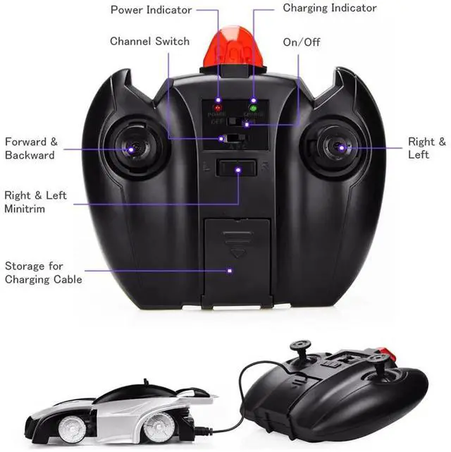 Alt view image 2 of 7 - _Mega Brand Electric Remote Control Wall Climbing Wireless RC Car Toy, 360 Degree Rotation Stunt Cars Toy for 4 5 6 7 8 9 10 11 12 Years Old Boys Kids, Silver