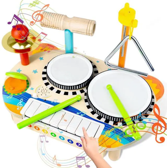 Main image of _Mega Brand Kids Electronic Piano Drum Set, Musical Instruments for Toddlers, Montessori Toys Baby Music Set, Toys for Boys Girls 18 Months and Above