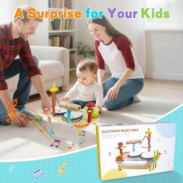 Alt view image 7 of 7 - _Mega Brand Kids Electronic Piano Drum Set, Musical Instruments for Toddlers, Montessori Toys Baby Music Set, Toys for Boys Girls 18 Months and Above