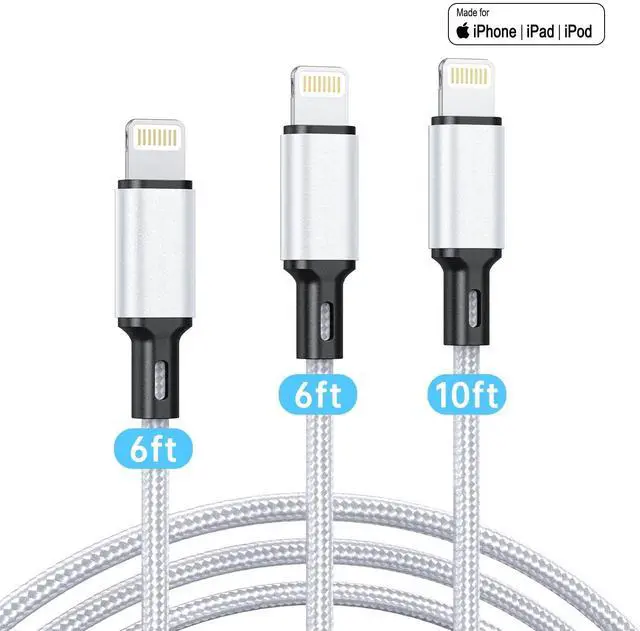 Main image of _Mega Brand 3Pack Lightning Charger Cord, Long USB Lightning Cable 6/6/10 Feet,High/Data Sync 6&10 Feet iPhone Charging Cable Compatible for Apple iPhone 14/13/12/11 ProMax/XS/XR/8/iPad