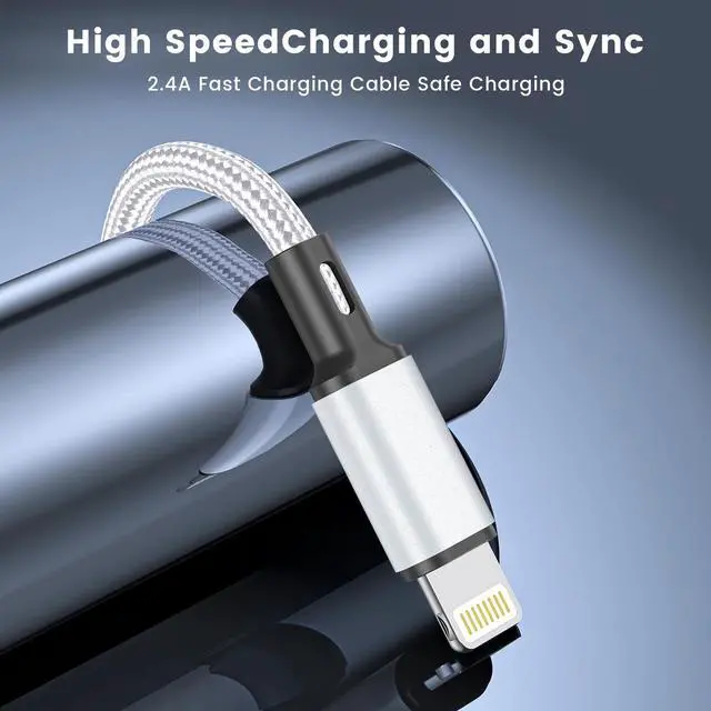 Alt view image 2 of 7 - _Mega Brand 3Pack Lightning Charger Cord, Long USB Lightning Cable 6/6/10 Feet,High/Data Sync 6&10 Feet iPhone Charging Cable Compatible for Apple iPhone 14/13/12/11 ProMax/XS/XR/8/iPad