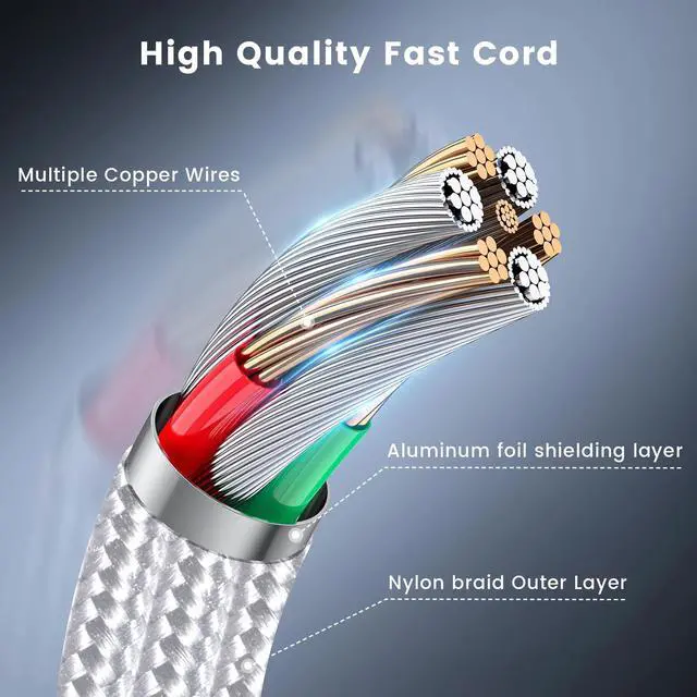 Alt view image 3 of 7 - _Mega Brand 3Pack Lightning Charger Cord, Long USB Lightning Cable 6/6/10 Feet,High/Data Sync 6&10 Feet iPhone Charging Cable Compatible for Apple iPhone 14/13/12/11 ProMax/XS/XR/8/iPad