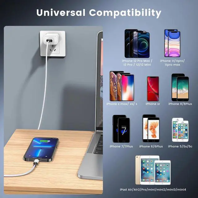 Alt view image 6 of 7 - _Mega Brand 3Pack Lightning Charger Cord, Long USB Lightning Cable 6/6/10 Feet,High/Data Sync 6&10 Feet iPhone Charging Cable Compatible for Apple iPhone 14/13/12/11 ProMax/XS/XR/8/iPad