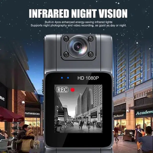 Alt view image 4 of 7 - _Mega Brand 20-hour 1080P Camcorder Mini Police Body Camera HD 180° Video DVR IR Night Cam