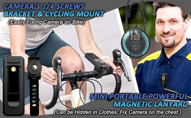 Alt view image 5 of 7 - _Mega Brand 4K Body Camera with Audio & Video Recording-128G Body Cam Mini Police Wearable Worn Bodycam - Portable Small Personal Camcorder - Sport Bike Outdoor Video Recorder (with Magnetic Lanyard)