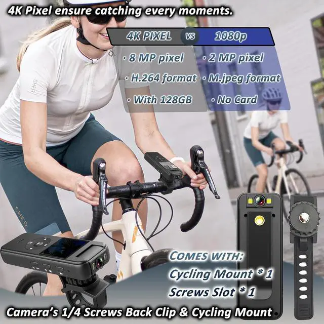 Alt view image 7 of 7 - _Mega Brand 4K Body Camera with Audio & Video Recording-128G Body Cam Mini Police Wearable Worn Bodycam - Portable Small Personal Camcorder - Sport Bike Outdoor Video Recorder (with Magnetic Lanyard)