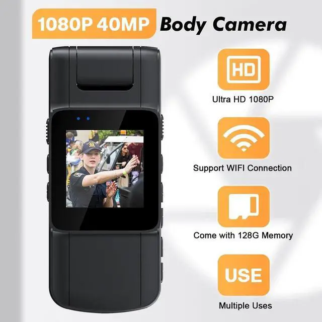 Alt view image 2 of 7 - _Mega Brand 128GB 180° Rotate Mini Body Camera - 1080p Wearable Camcorder with Night Vision - Long Battery Life Audio Video Camera for Daily Records