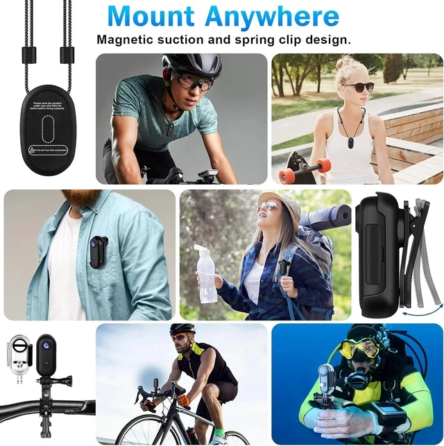 Alt view image 4 of 7 - _Mega Brand 64GB FHD 1080P Mini Body Camera, Wearable Action Body Cam, Thumb Size Hands Free Recording Body Worn Camera, Premium Portable Camcorder Mount Anywhere for Pet Walking, Work, Travel (Black)
