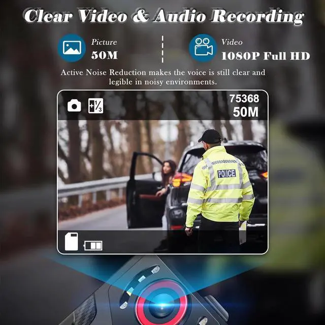 Alt view image 4 of 7 - _Mega Brand 128GB Wearable Body Camera with Audio and Video Recording, 1080P FHD Body Cam with IR Night Vision for Law Enforcement Security Guard Civilian