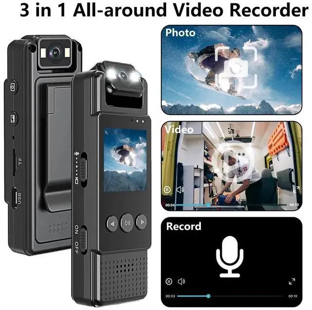 Alt view image 2 of 7 - _Mega Brand 1080P WiFi Body Camera with Audio and Video Recording Wearable Body Cam Mini Clip-on Camera Camcorder with 180° Rotatable Lens Night Vision Motion Detection