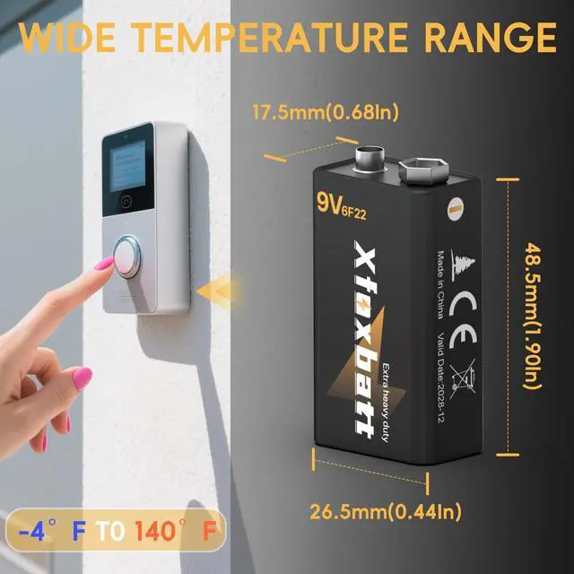 Alt view image 5 of 6 - _Mega Brand 9V Batteries 4 Pack Leakproof & Long-Lasting Carbon 6F22 Square 9 Volt Battery for Smoke Detectors