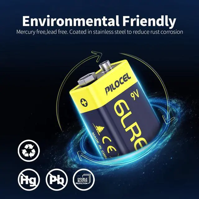 Alt view image 7 of 7 - _Mega Brand 9V Batteries 4 Pack, 9 Volt Alkaline Battery, Long-Lasting 9V Battery for Smoke Detector, 10-Year Shelf Life, 4 Count