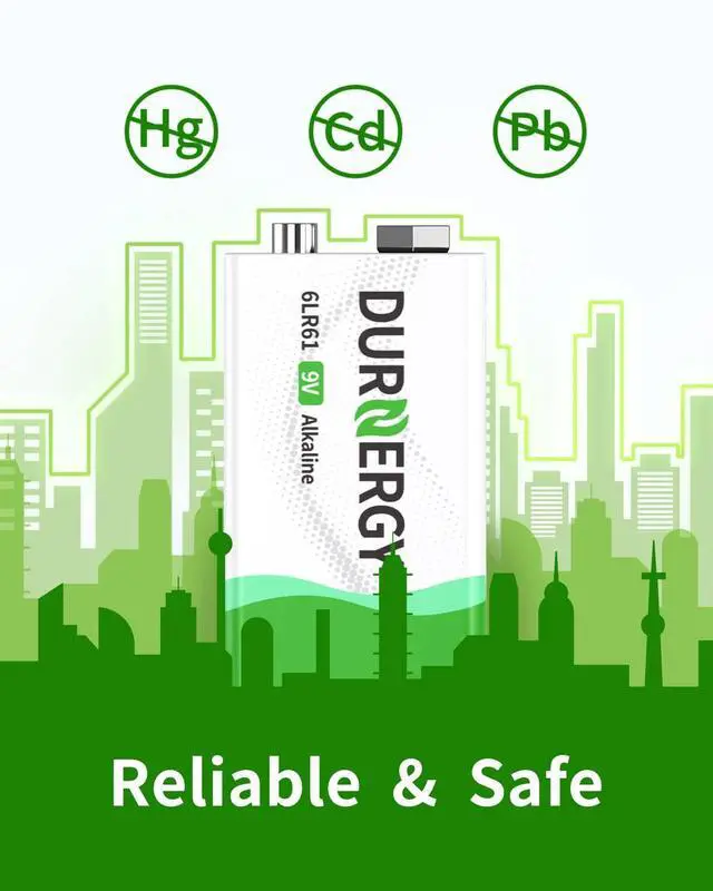 Alt view image 7 of 7 - _Mega Brand 9V Batteries 12 Pack, 10-Year Shelf Life, 9v Battery for Smoke Detector, 9 Volt Power Supply for Guitar Pedals, Square Batteries 9V Alkaline Batteries